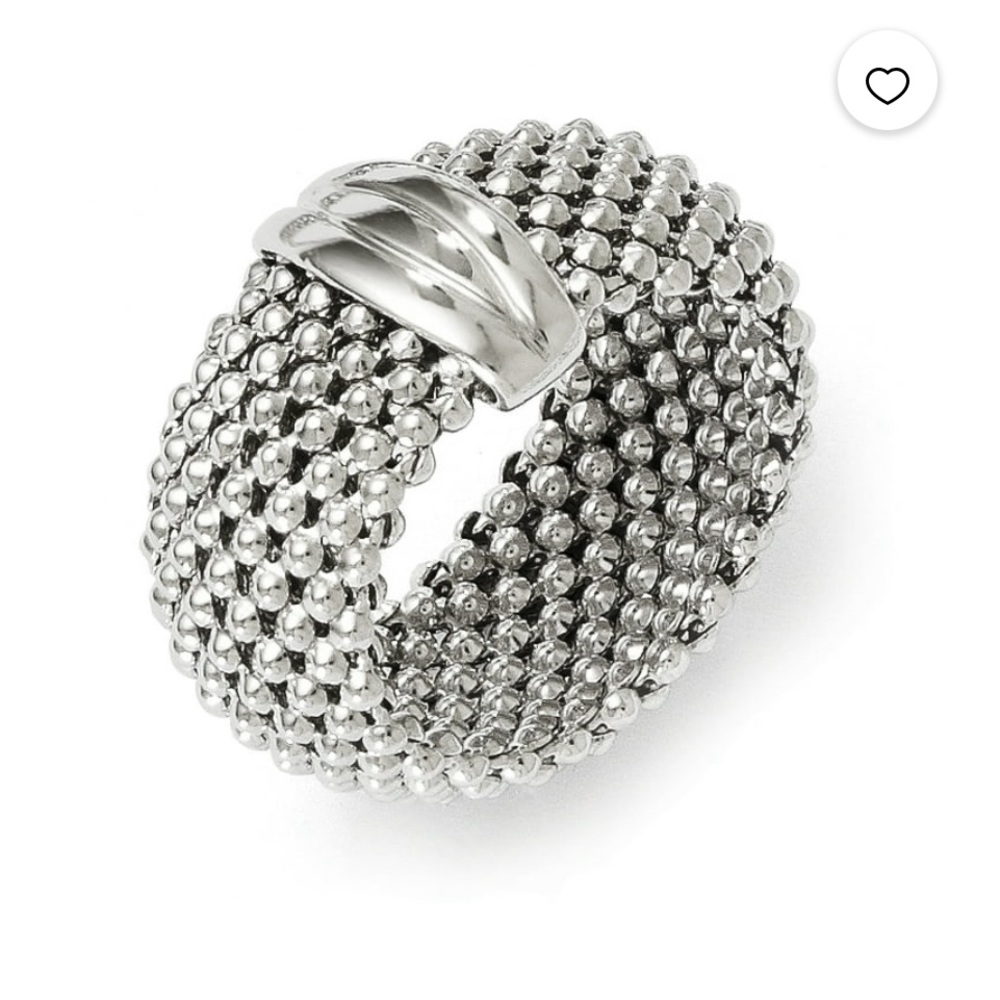 Milor Sterling Silver 925 Polished Mesh Ring Italy Sz. 7